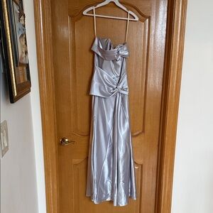Elegant Silver Satin Gown